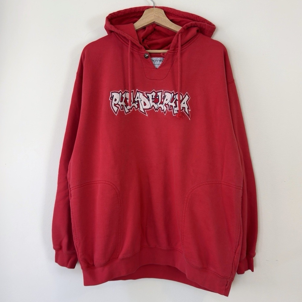 Vintage 90's Philadelphia 76ers NBA Allen Iverson Red Hoodie - Large